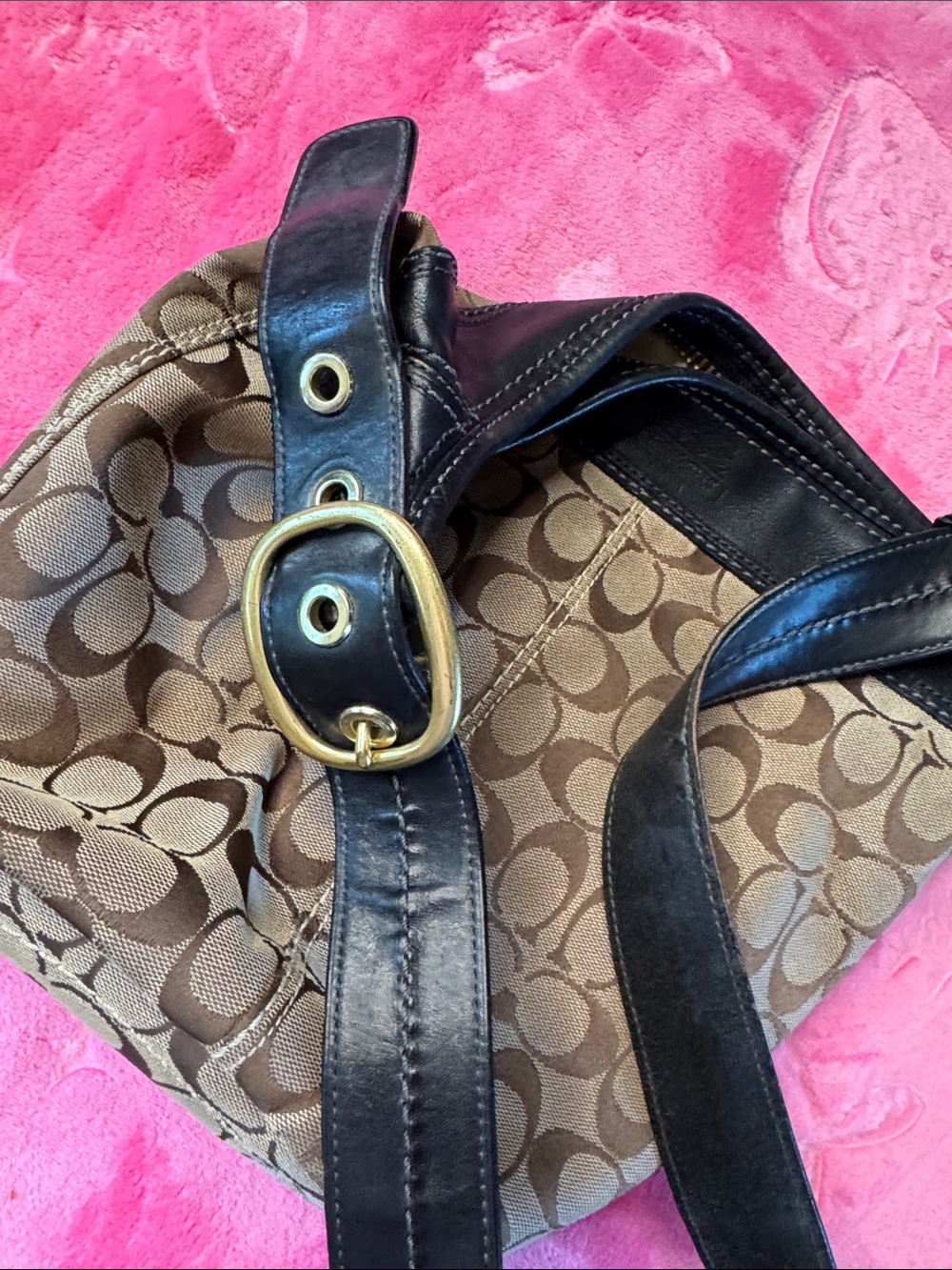 Coach Bleeker Canvas/Leather Duffel Bag - Thick Leather, Heavy Hardware - Picture 8 of 14